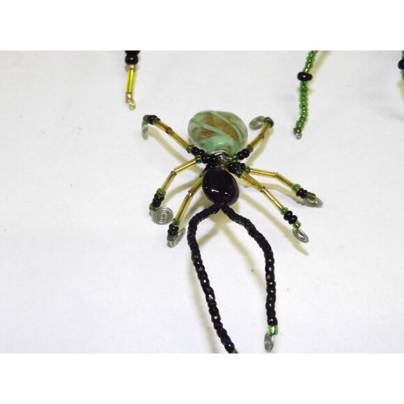Handmade Beaded Spider Ornaments Set Of 7 Decor Figurines Beads Stones Ooak BagC - Picture 5 of 16